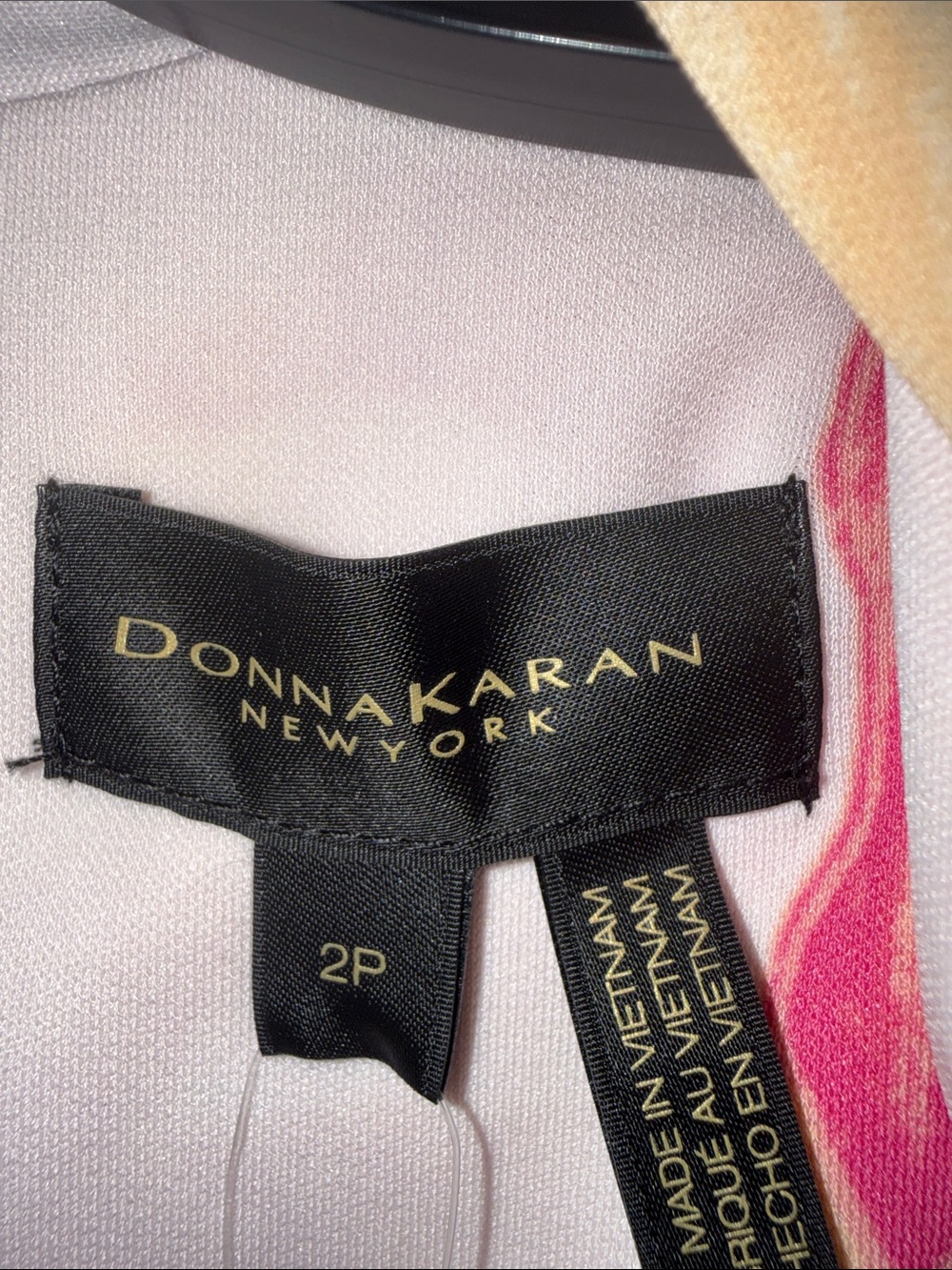 DONNA KARAN NEW YORK Pink Floral V-Neck MIDI Dress with Yellow Accents - Picture 5 of 5